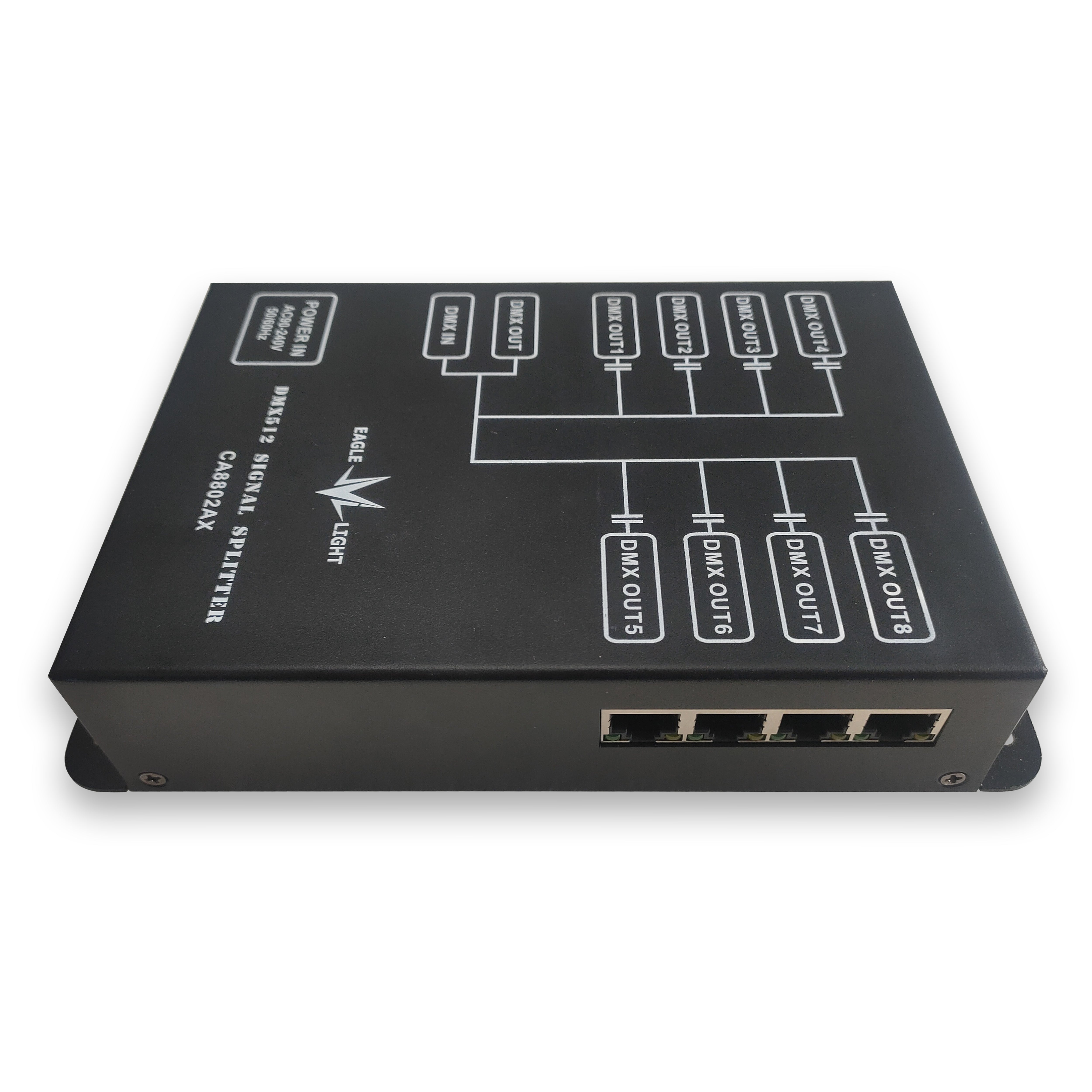 CA8802AX(8 Way DMX512 Signal Distributor,RJ45, 1 signal input, 1 through signal output )