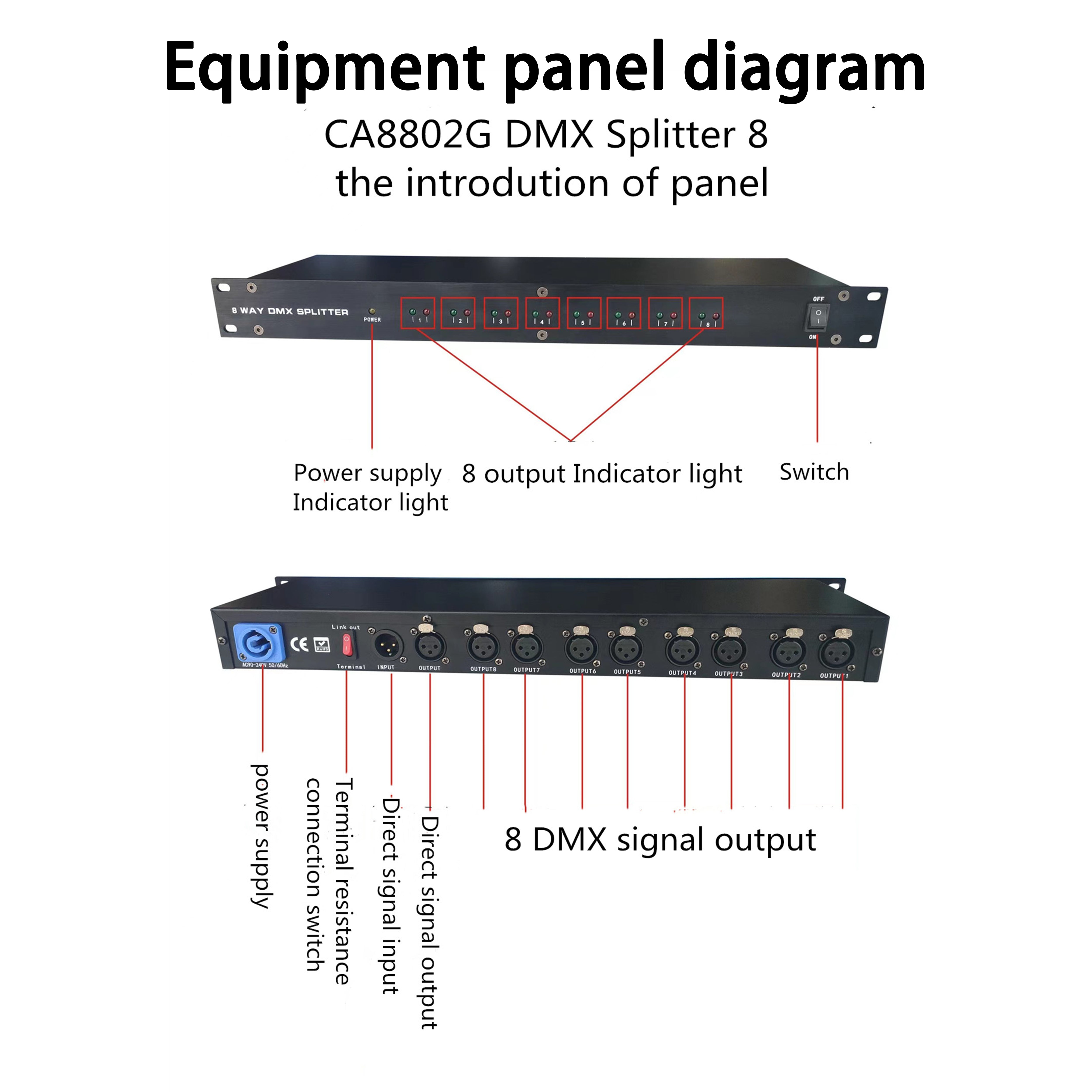 CA8802G(DMX Splitter 8CH,1 in 8 out)