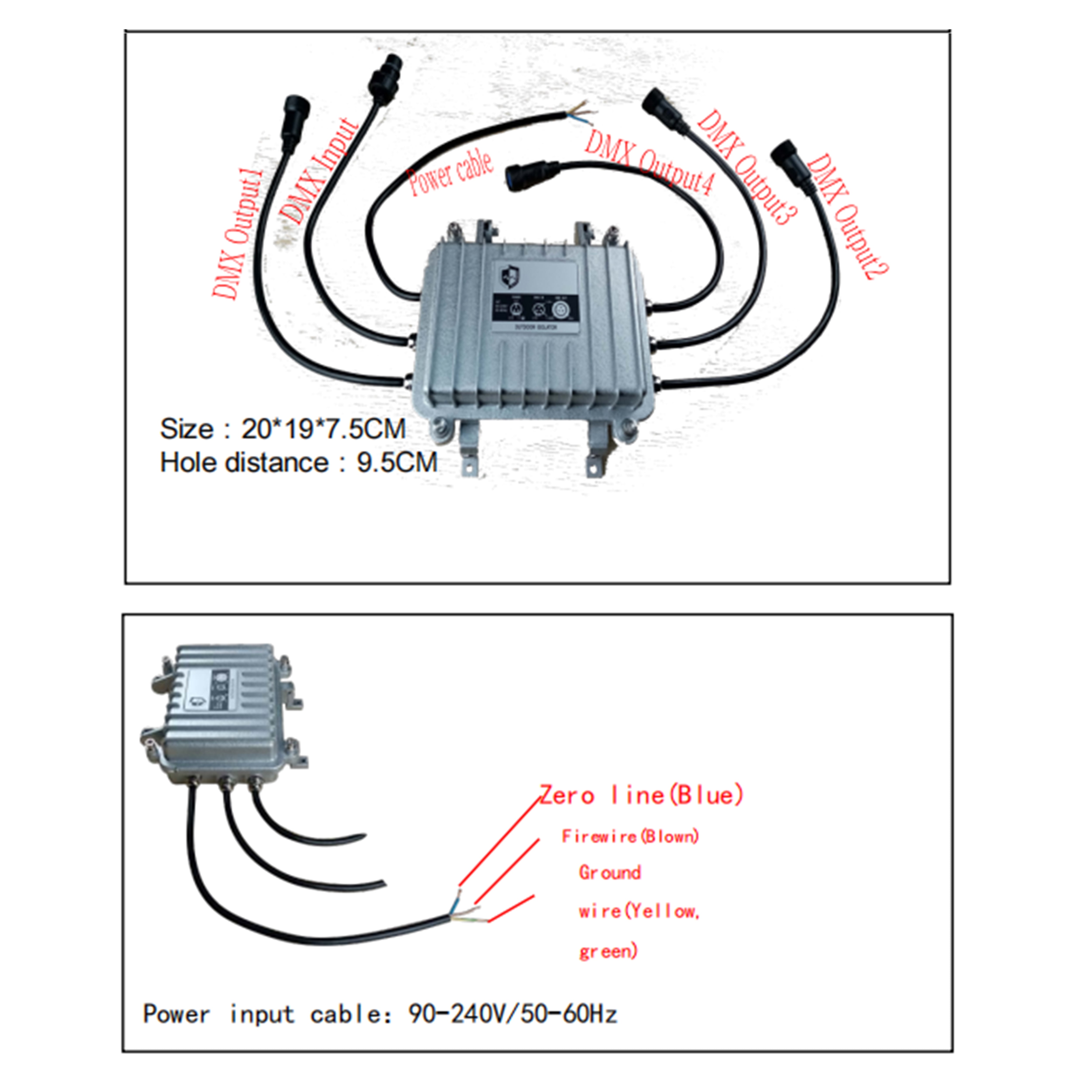 CA8402C(4 Ways Waterproof DMX Splitter,DMX512 and the transmission signal of RS-485)
