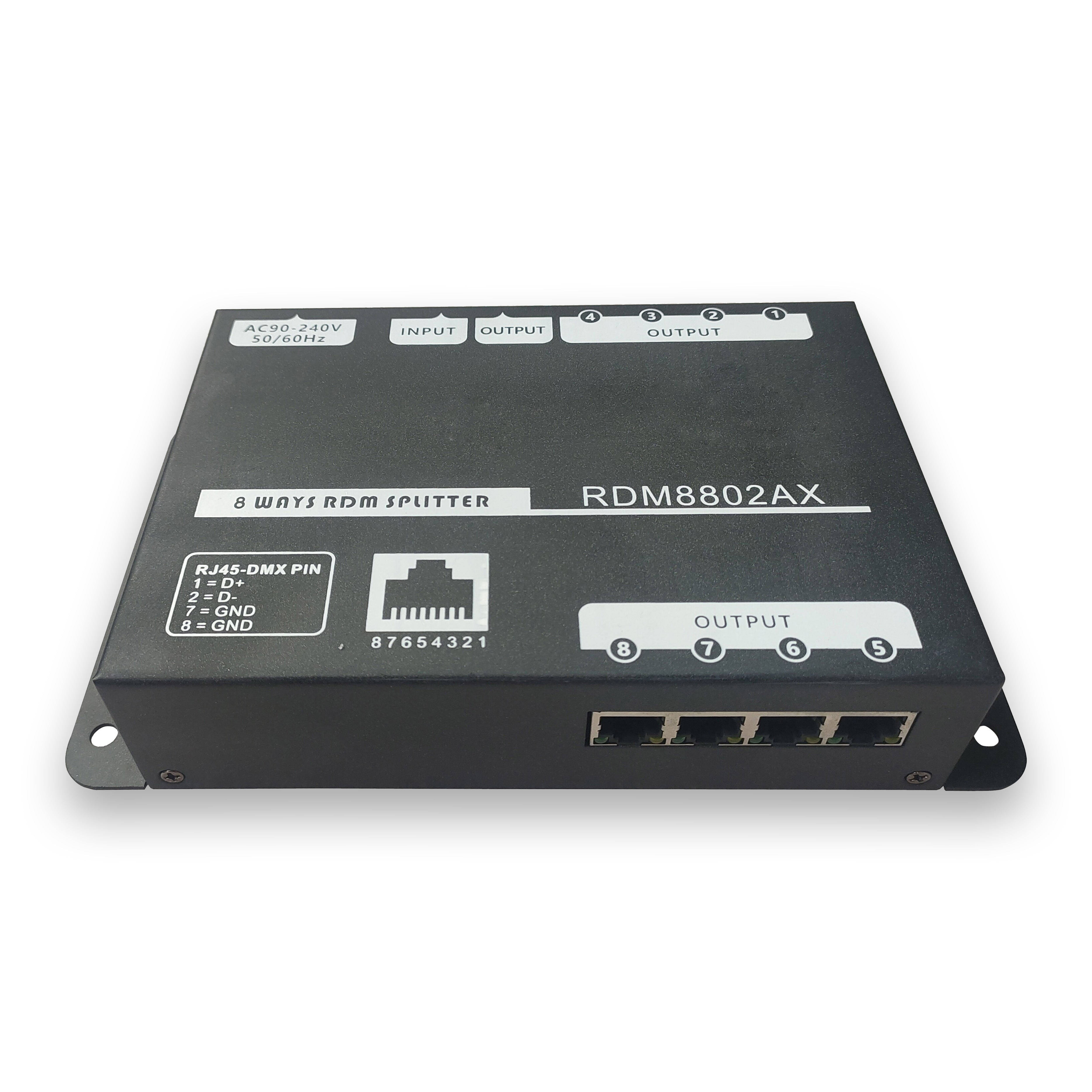 RDM8802AX（8 Way DMX512 Signal Distributor、RJ45）