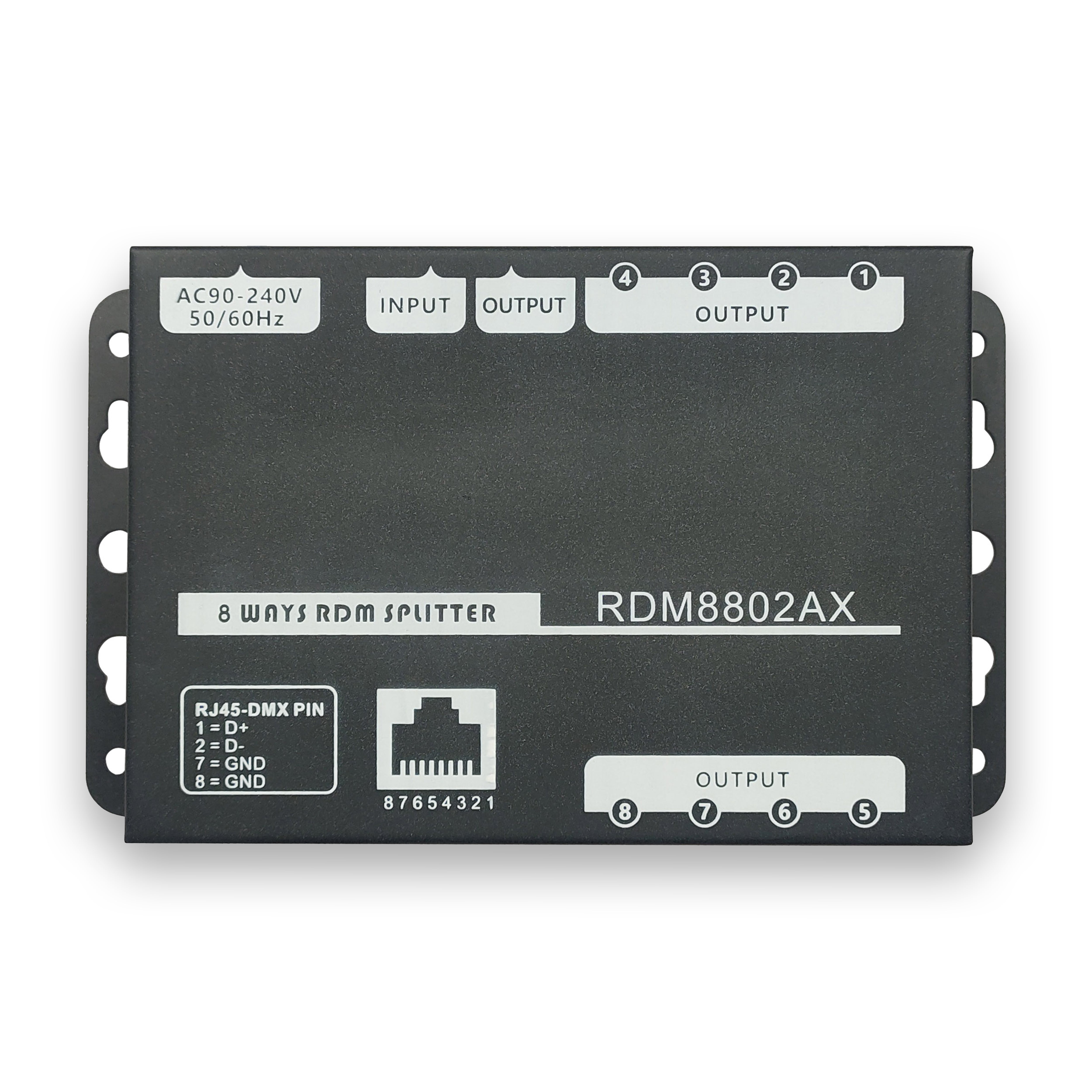 RDM8802AX（8 Way DMX512 Signal Distributor、RJ45）