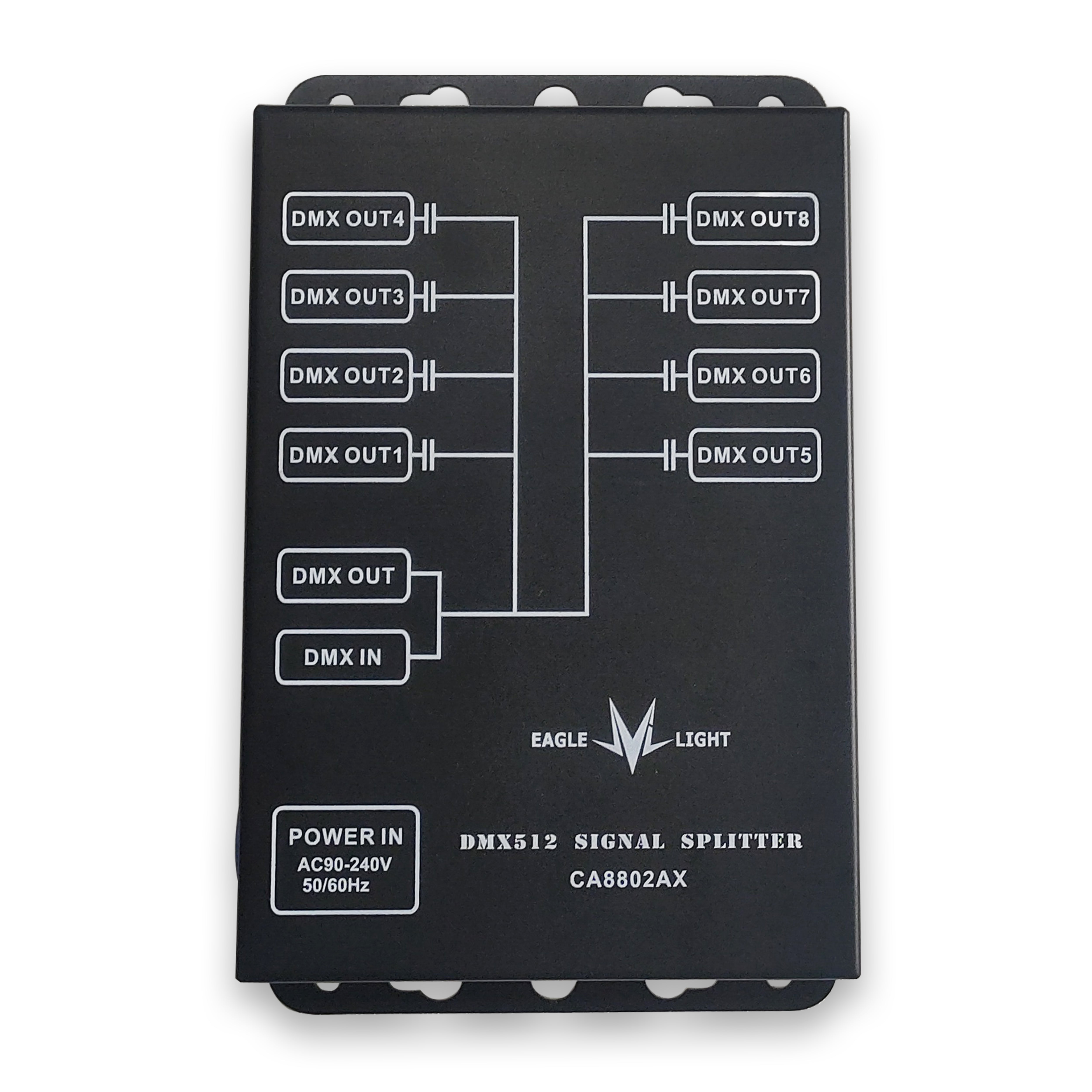 CA8802AX（8 Way DMX512 Signal Distributor，RJ45， 1 signal input, 1 through signal output ）